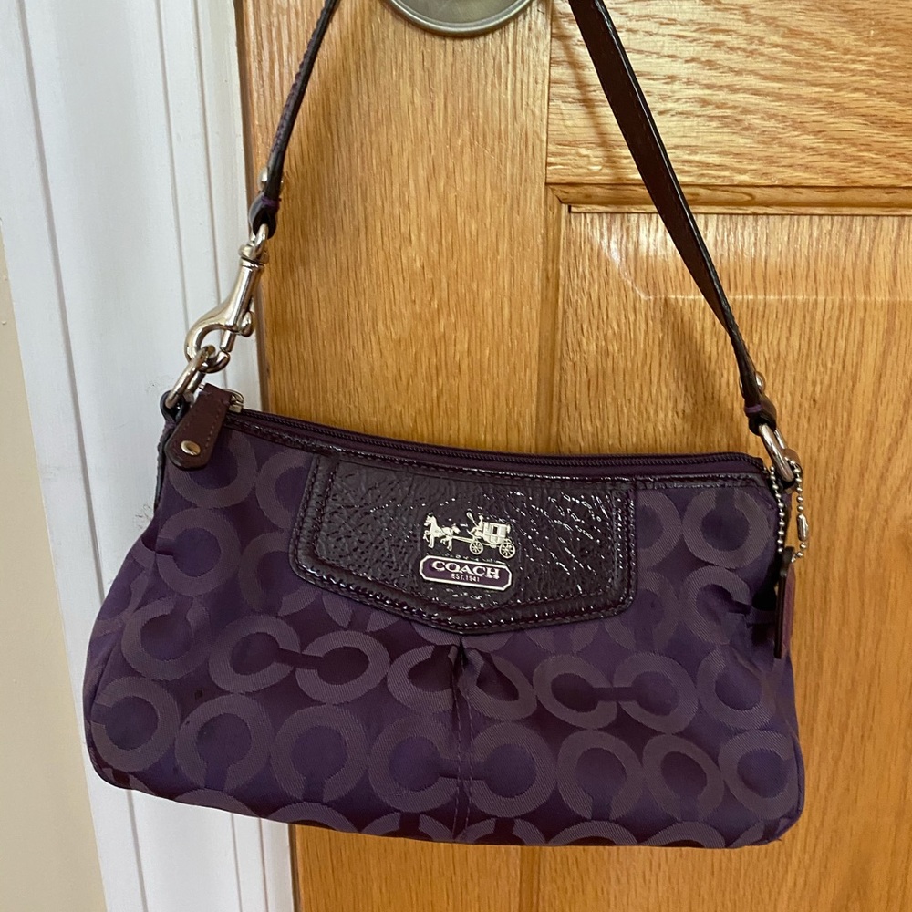 Coach signature canvas purple handbag